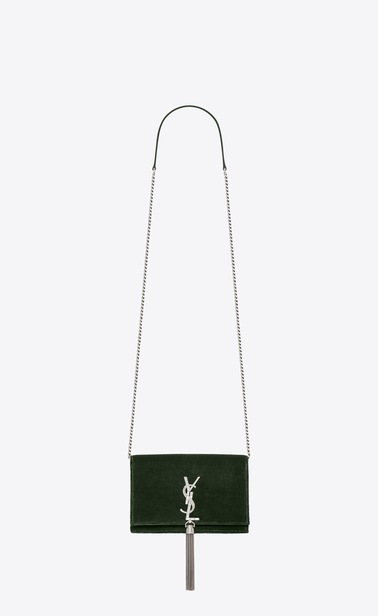 kate chain wallet with tassel in velours and crystals